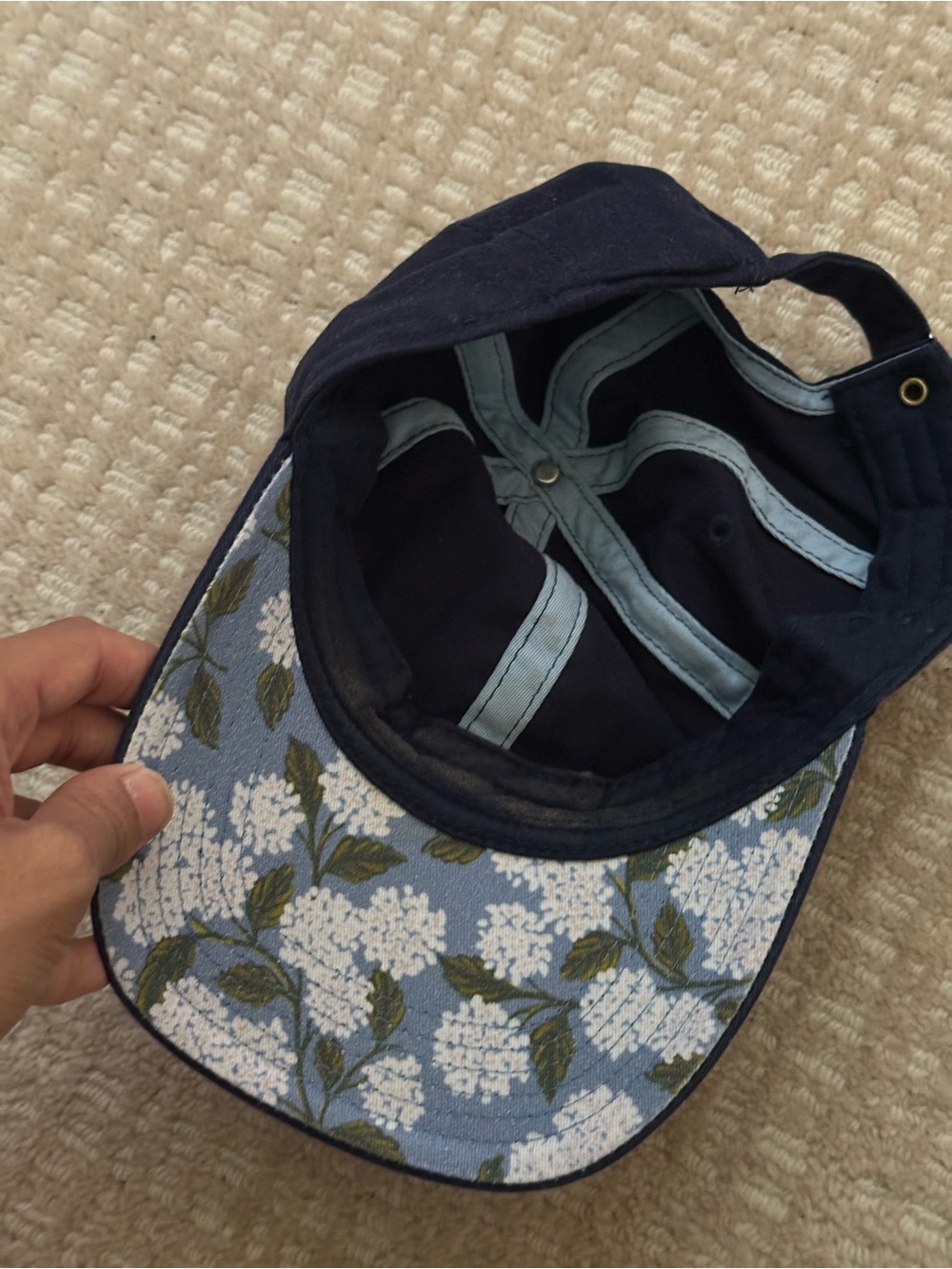 Navy Blue Hydrangea Hat - Picture 2 of 3